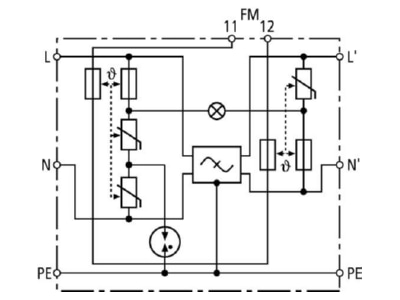 Circuit diagram 1 Dehn SPS PRO Surge protection device 230V 3 pole
