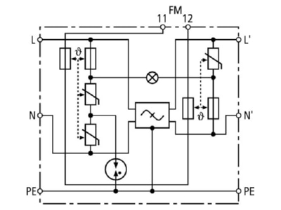 Circuit diagram 2 Dehn SPS PRO Surge protection device 230V 3 pole
