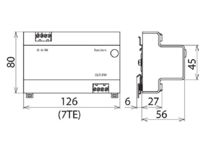 Dimensional drawing 2 Dehn SPS PRO Surge protection device 230V 3 pole