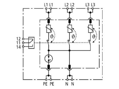 Circuit diagram 1 Dehn DR M 4P 255 FM Surge protection device 400V 4 pole
