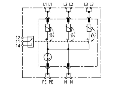 Circuit diagram 2 Dehn DR M 4P 255 FM Surge protection device 400V 4 pole
