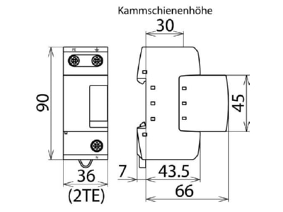Dimensional drawing 2 Dehn DGP M 255 Lightning arrest for power supply 100kA

