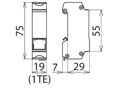 Dimensional drawing 1 Dehn DPA M CLE RJ45B 48 Surge arrester DEHNpatch 
