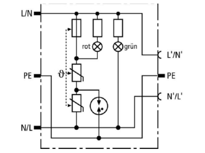 Circuit diagram 1 Dehn DPRO 230 Surge protection device 230V 2 pole

