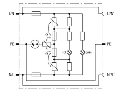 Circuit diagram 2 Dehn DPRO 230 Surge protection device 230V 2 pole
