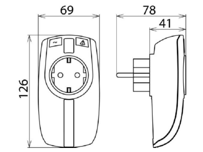 Dimensional drawing 1 Dehn DPRO 230 Surge protection device 230V 2 pole
