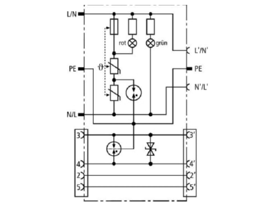Circuit diagram 1 Dehn DPRO 230 NT Surge protection combined applications
