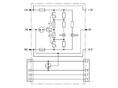 Circuit diagram 2 Dehn DPRO 230 NT Surge protection combined applications
