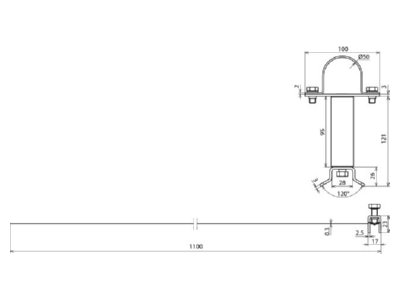 Dimensional drawing 1 Dehn 105 362 Mounting strap 50   300mm
