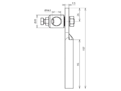 Dimensional drawing 2 Dehn 106 008 Rod holder for lightning protection