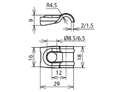 Dimensional drawing 1 DEHN 202 001 Holder for lightning protection
