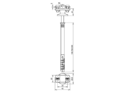 Ma�zeichnung 2 DEHN 273 742 Leitungshalter f  Rd 7 10mm St tZn
