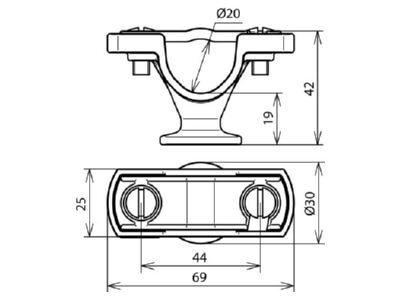 Dimensional drawing 1 DEHN 275 220 Holder for lightning protection
