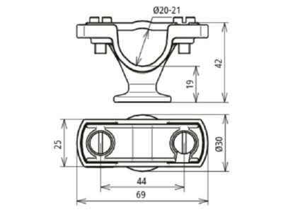 Dimensional drawing 3 DEHN 275 220 Holder for lightning protection