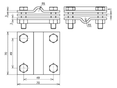 Dimensional drawing 1 Dehn 319 229 Cross connector lightning protection
