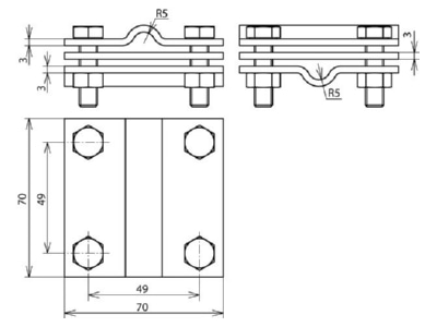 Dimensional drawing 2 Dehn 319 229 Cross connector lightning protection
