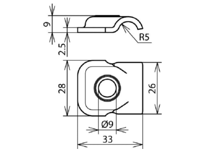 Dimensional drawing 3 DEHN 390 110 Holder for lightning protection