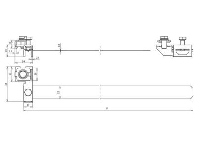 Dimensional drawing 1 Dehn 540 200 Earthing pipe clamp 26 9   165mm
