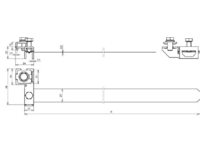 Dimensional drawing 2 Dehn 540 200 Earthing pipe clamp 26 9   165mm