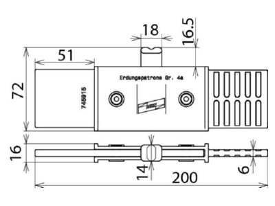 Mazeichnung 1 Dehn EP NH4A VI TA Erdungspatrone NH 4a vollisoliert