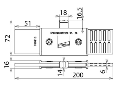 Mazeichnung 2 Dehn EP NH4A VI TA Erdungspatrone NH 4a vollisoliert