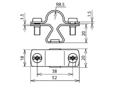 Dimensional drawing 2 Dehn 274 116 Rod holder for lightning protection