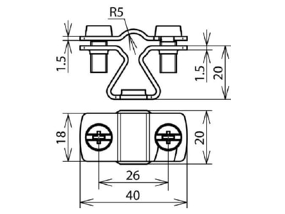 Dimensional drawing 2 Dehn 274 110 Holder for lightning protection
