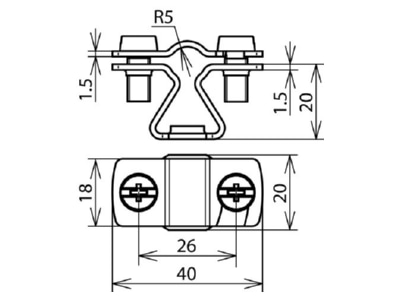 Dimensional drawing 3 Dehn 274 110 Holder for lightning protection