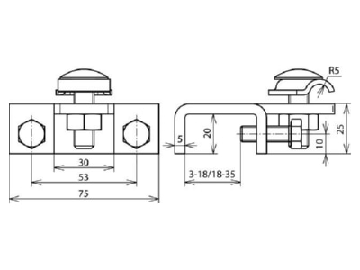 Dimensional drawing 1 Dehn 372 210 Terminal for lightning protection
