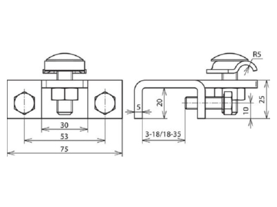 Dimensional drawing 2 Dehn 372 210 Terminal for lightning protection
