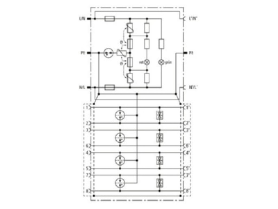 Circuit diagram 1 Dehn DPRO 230 LAN100 Surge protection combined applications
