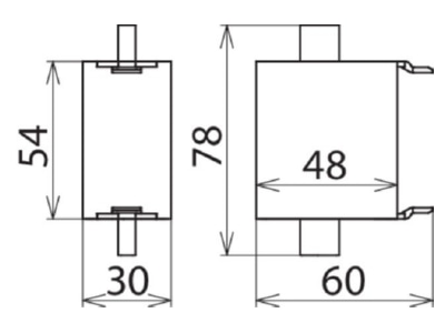 Dimensional drawing 1 Dehn DBM NH00 255 Lightning arrest for power supply 25kA
