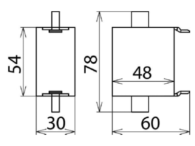 Dimensional drawing 2 Dehn DBM NH00 255 Lightning arrest for power supply 25kA
