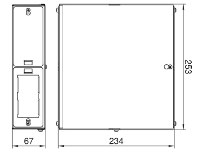 Dimensional drawing 1 OBO CP45 LG 8A Raised floor distribution system 3 pole
