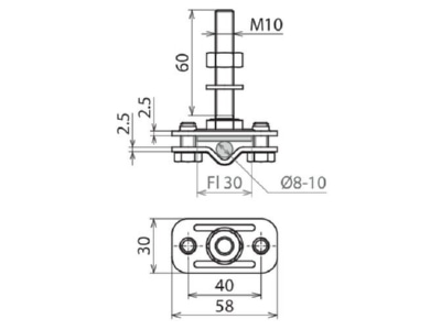 Dimensional drawing 2 Dehn 478 129 Terminal for lightning protection
