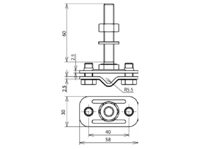 Dimensional drawing 3 Dehn 478 129 Terminal for lightning protection