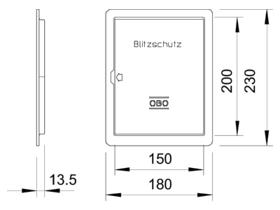 Dimensional drawing 2 OBO 5800 VA Inspection door for lightning protection