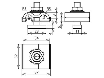 Dimensional drawing 2 Dehn 540 250 Parallel connector lightning protection
