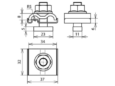 Dimensional drawing 2 Dehn 540 260 Parallel connector lightning protection
