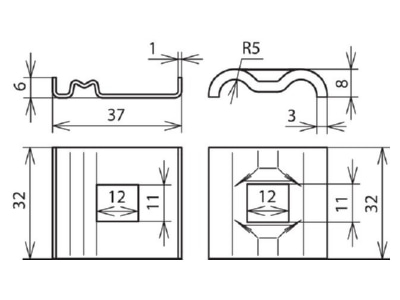 Dimensional drawing 2 Dehn 540 261 Earth terminal clamp 4   50mm 
