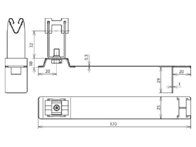 Dimensional drawing 2 Dehn 204 949 Roof holder for lightning protection
