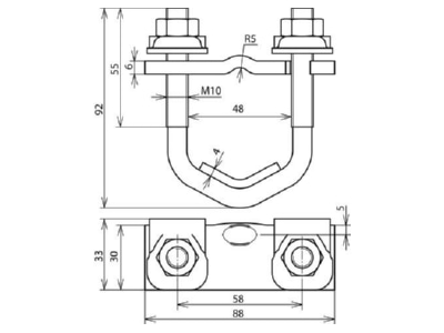 Dimensional drawing 1 Dehn 308046 T  cross  parallel connector
