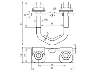 Dimensional drawing 2 Dehn 308046 T  cross  parallel connector
