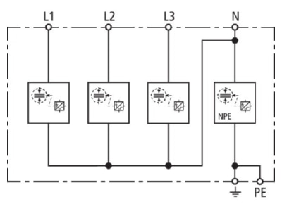 Circuit diagram 1 Dehn DSH TT 255 Combined arrester for power systems
