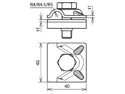 Dimensional drawing 1 Dehn 390 079 T  cross  parallel connector
