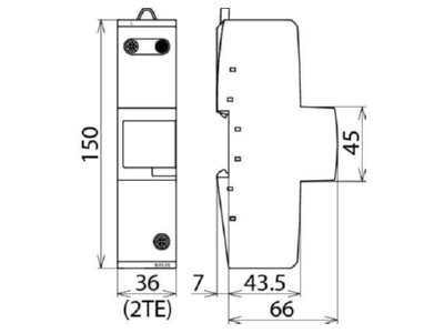 Dimensional drawing 2 Dehn DVCI 1 255 Combined arrester for power systems