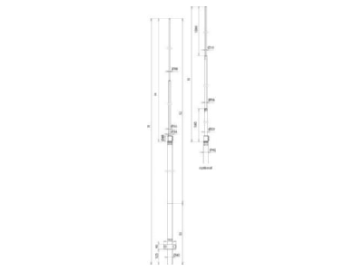 Mazeichnung 2 DEHN 105 171 Fangstange D 40 16 10mm Al