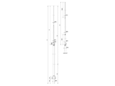 Mazeichnung 3 DEHN 105 171 Fangstange D 40 16 10mm Al