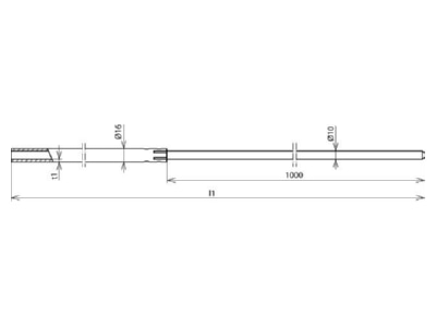Mazeichnung 1 Dehn 103 419 Rohr Fangstange D16mm L1500mm