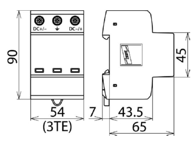 Dimensional drawing 3 Dehn DG YPV SCI 600 Surge protection for power supply